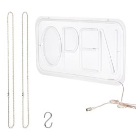 LED Open Sign 16.5x9.1in Business Neon Open Sign Advertisement Board with 11 Levels Adjustable Brightness (Option: White_Warm)