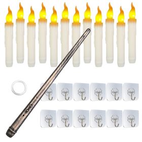 12Pcs Flameless Floating Candles LED Magic Hanging Candle Light Battery Operated Flickering Warm Light Window Candle With Magic Wand Remote for Hallow (Option: Yellow)