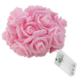 40 LEDs Rose Flower String Lights 10ft/3m Battery Operated Decorative Lights for Anniversary Valentine\'s Wedding Bedroom (Option: Pink)